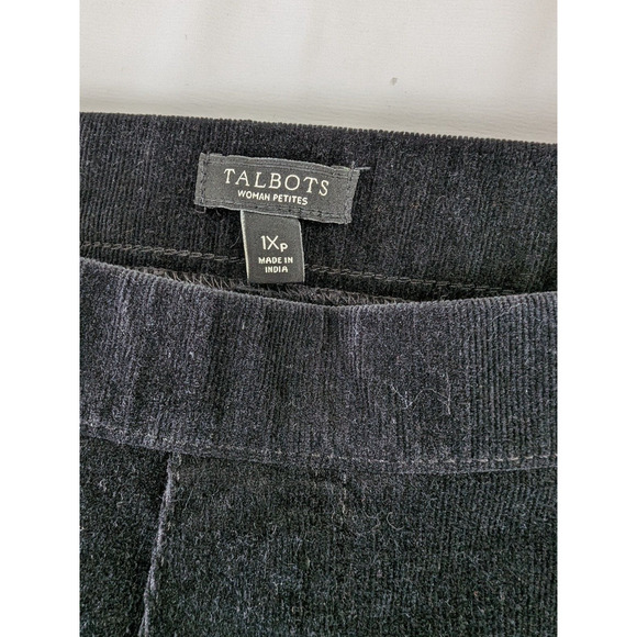 Talbots Pants Black Corduroy Pull On Size 1X Petite Fine Cord Stretch Slim Leg - Picture 4 of 8